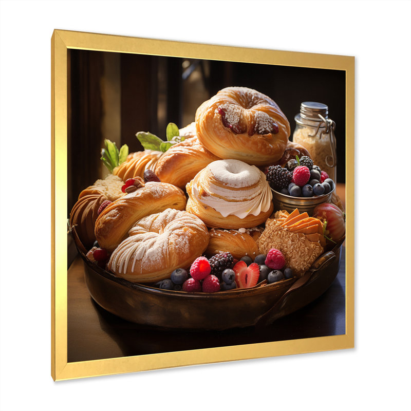 Sweet Pastries I sur toile, H 30 po x l 30 po x P 1 po, Cadre doré à une seule photo