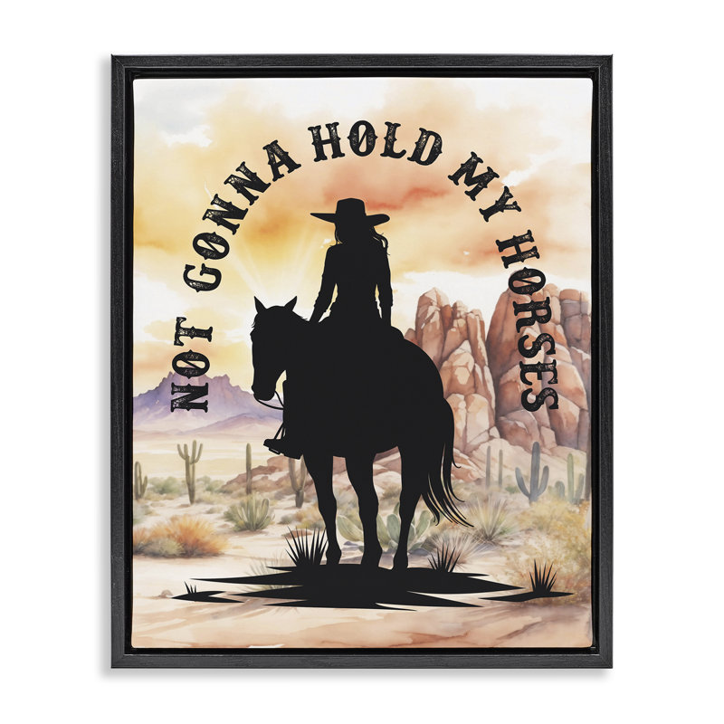  «Not Gonna Hold My Horses», art mural sur toile par lettré et doublé, H 31 po x l 25 po, Cadre flottant noir de jais