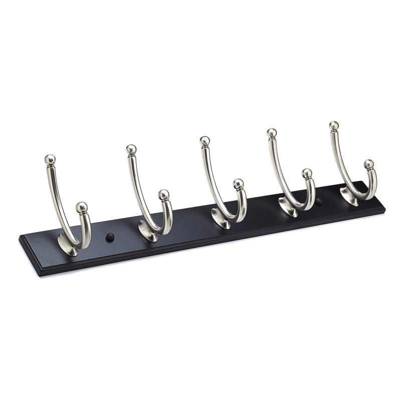 Porte-manteau mural contemporain, Noir / Nickel brossé