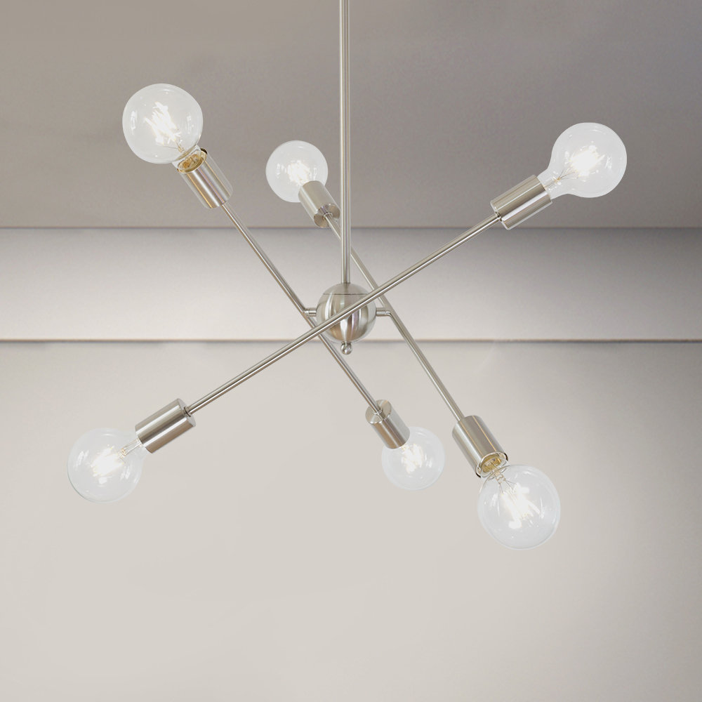 Yonker 6-Light Sputnik Chandelier Brushed Nickel Pendant Lighting Wade Logan® 