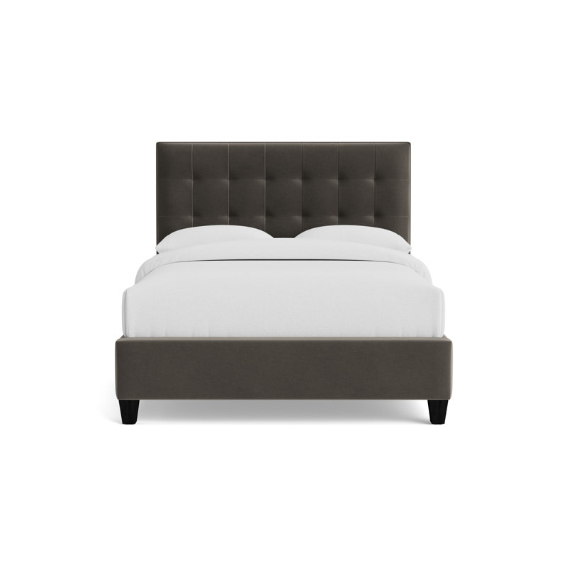Butler Grid Tuft Floating Rail Bed, Performance Velvet - Graphite, Black, King