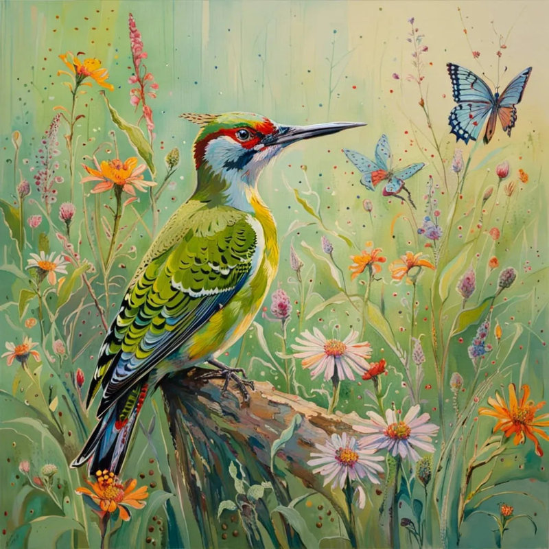 Art mural sur toile Woodpecker, H 40 po x l 40 po