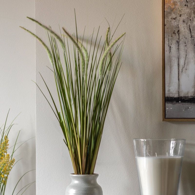 Potted Grass with Feathered Wildflower
