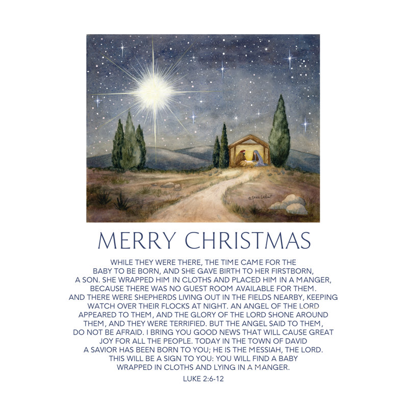 «Merry Christmas Nativité sur toile» par Annie Lapoint, art textuel, H 48 po x l 32 po x P 1,25 po