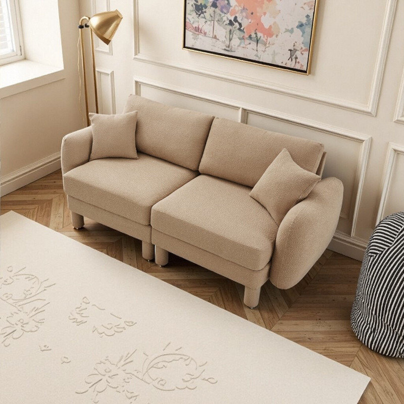 Causeuse moderne à 2 places en tissu avec pieds cylindriques et support à ressorts Modern, Brun