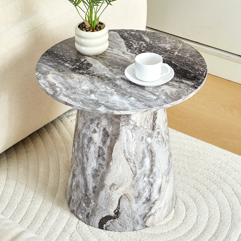 Round Coffee Table, Gray, 18.8" H x 19.6" L x 19.6" W
