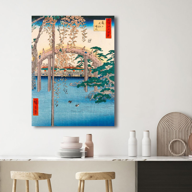 Wisteria At Kameido Tenjin Shrine by Ando Hiroshige - Wrapped Canvas Print, 70cm H x 50cm W x 4cm D