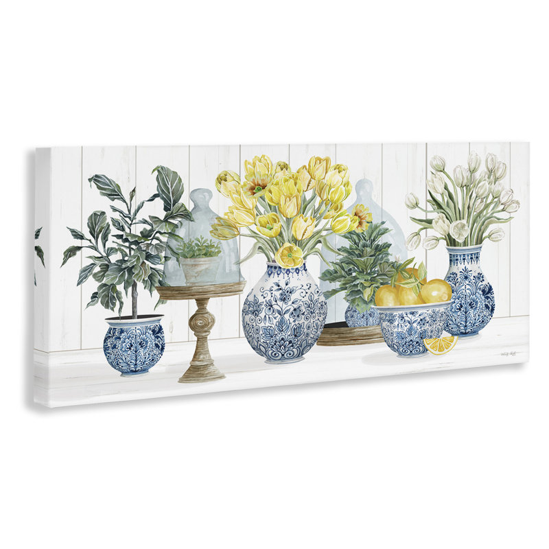 Yellow Tulips & Lemon Fruits Canvas Wall Art by Cindy Jacobs, 10" H x 24" W