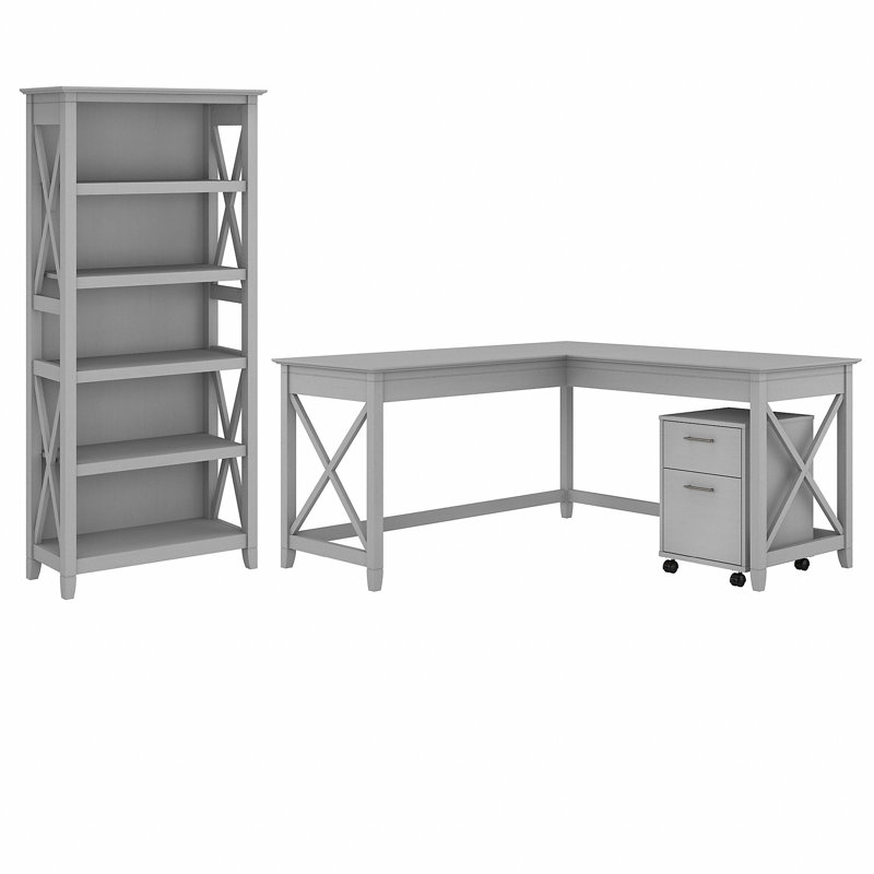 Huckins 3 Piece Credenza Desk Office Set, Cape Cod Gray