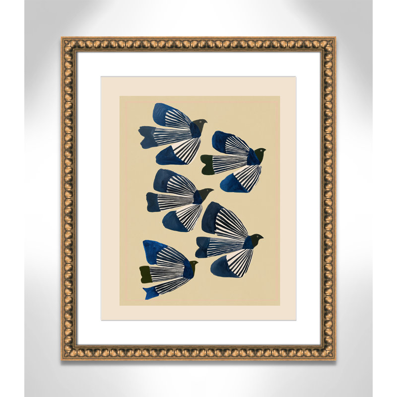 Imprimé indigo par ville, L 22,5 po x H 26,5 po, Matted Print, Perles de feuilles dorées