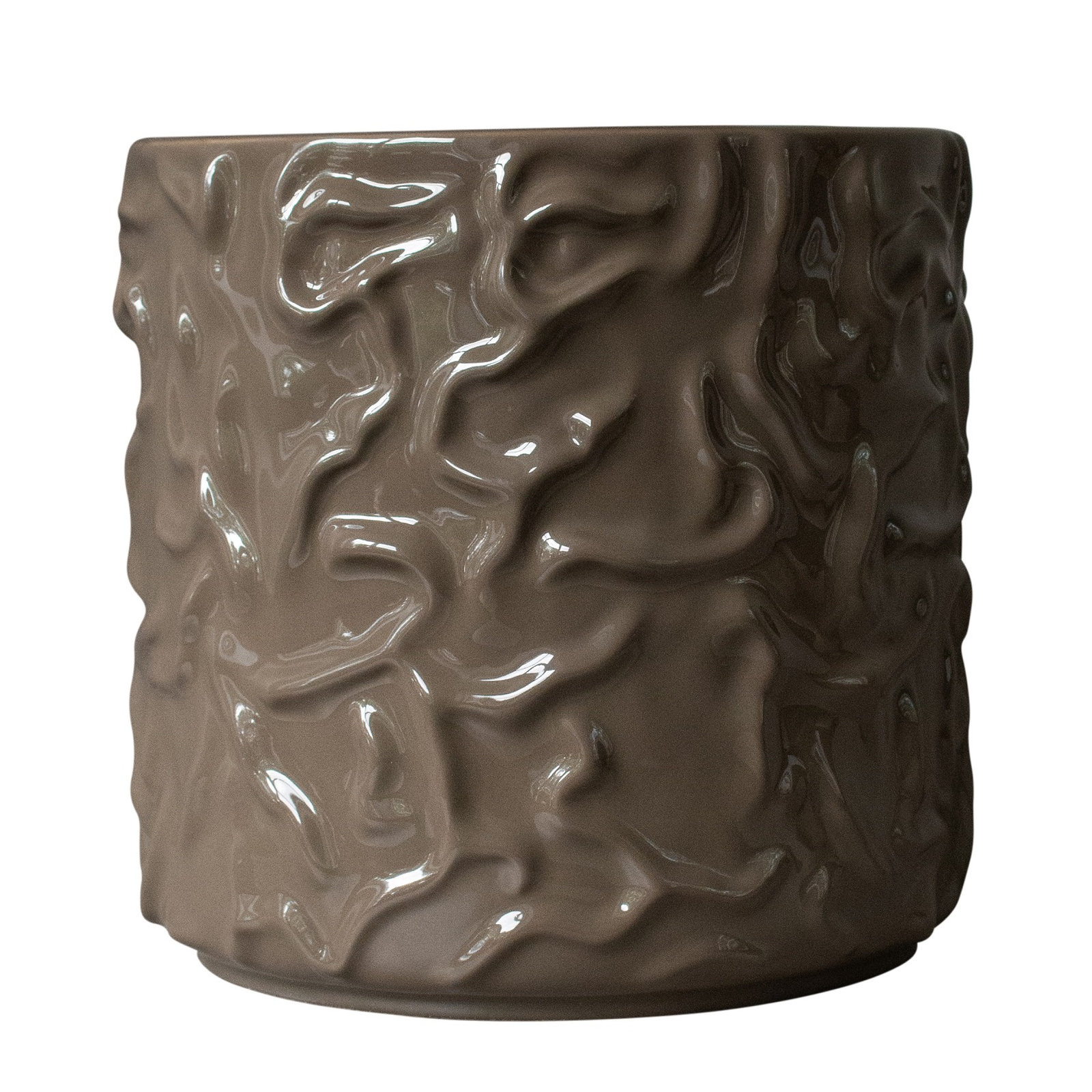 Ceramic Table Vase, Greige, 12.6" H x 4.75" W x 4.75" D