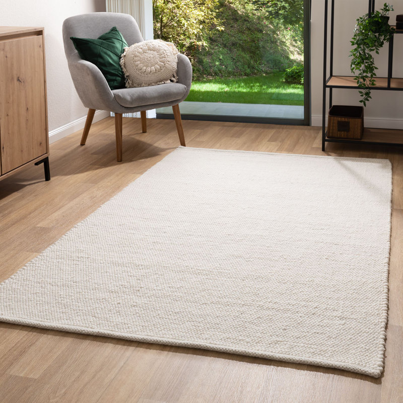 Daelen Wool Hand Woven Area Rug, Cream coloured, Rectangle 70 x 130cm