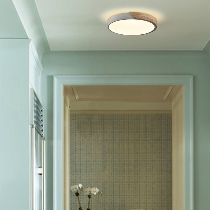 Ronson Wood LED Flush Mount Light, White