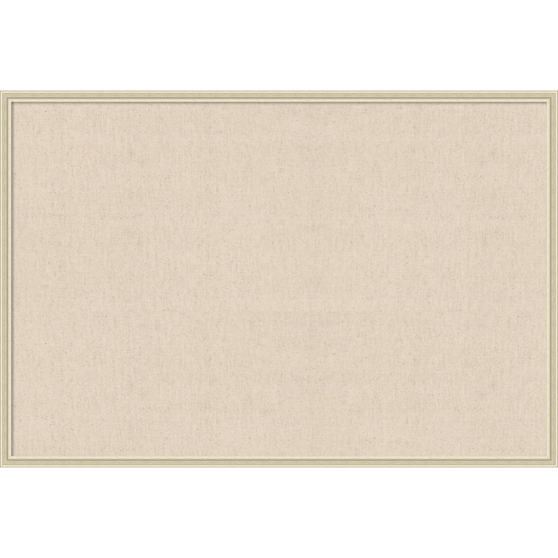 Tableau d'affichage encadré en tissu, babillard à tissage neutre 37 x 25 pour l'organisation murale, Argent Edith