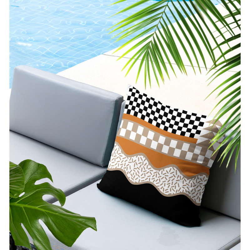 Coussin carré intérieur / extérieur Trix Abstract, Carré 20 po, Orange