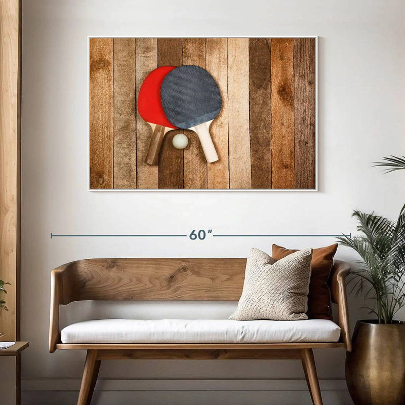 Ping-pong en bois, 46 po x 31 po, Cadre flottant blanc