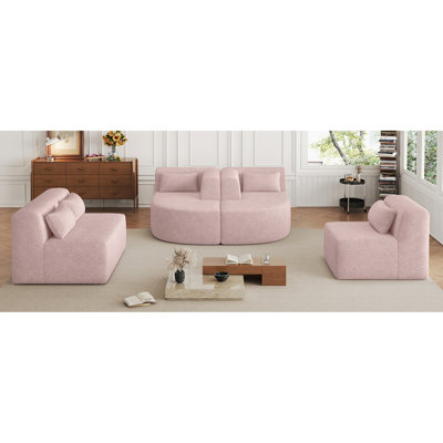 Rose avec motif combiné de 144 po, deux chaises longues amovibles, cinq coussins de dossier et des modules de détente confortables, une durabilité à long terme