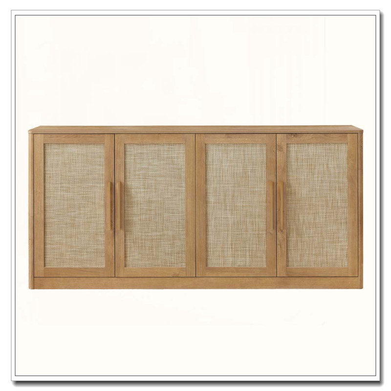 67" Rattan 4-Door Buffet Cabinet