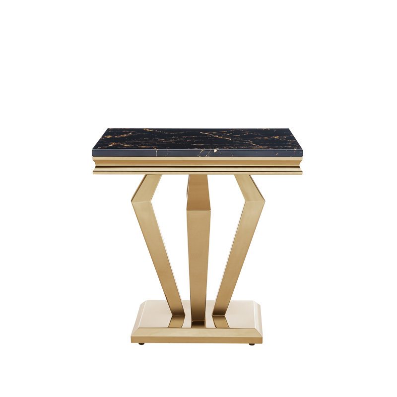 Dezhaun End Table, Gold, Black
