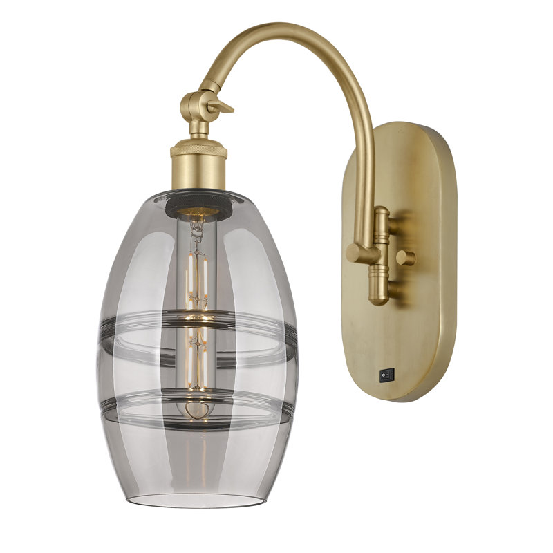 Dundrod Steel Armed Sconce, Satin Gold, Light Smoke