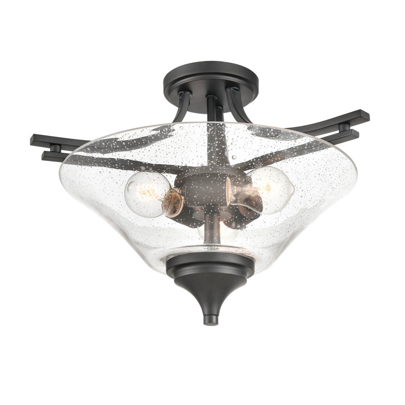 Plafonnier semi-encastré 2 lumières 19 po, Noir mat