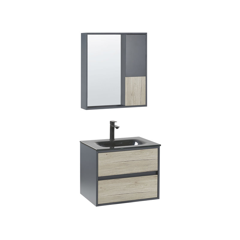 Abdul-Muizz 600mm Single Bathroom Vanity with Integrated Ceramic Basin, Grey