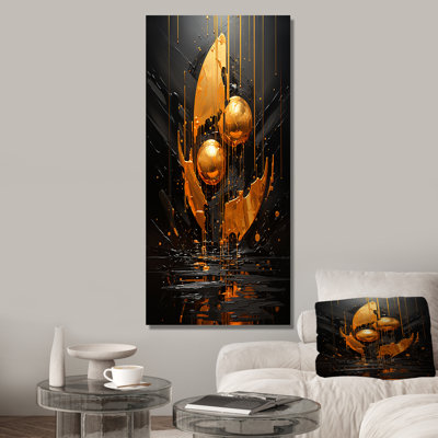 «Black and Gold Spiral Graffiti IV - Abstract Collages», art mural
