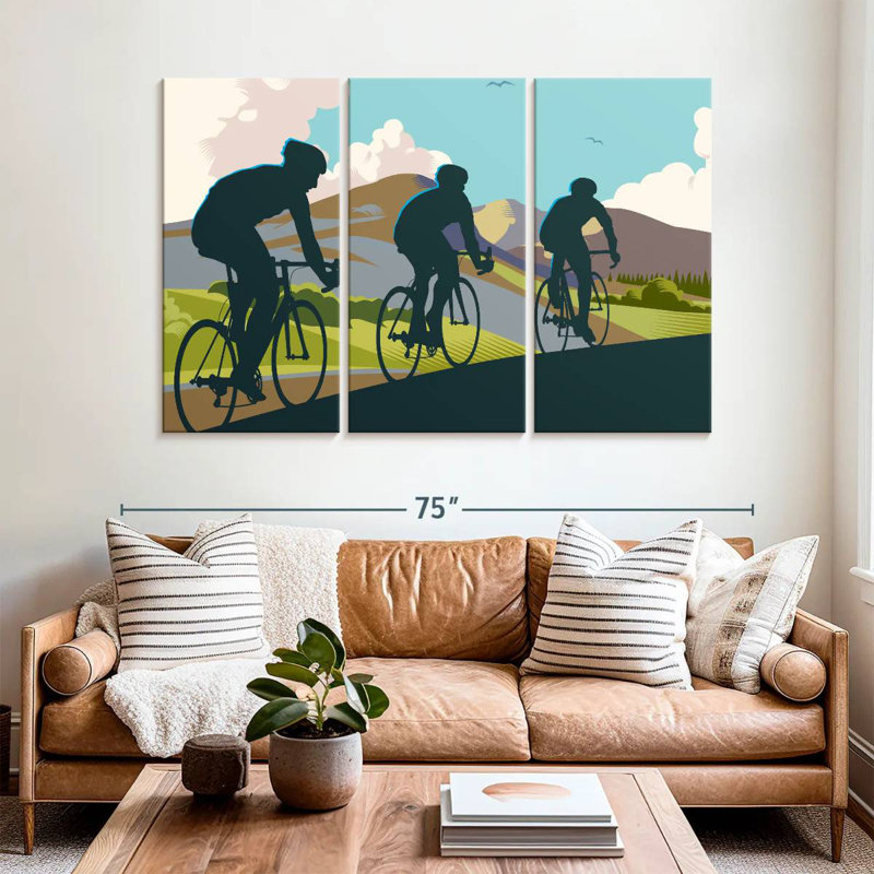 Sireci Three Cyclists, 42" H x 65" W