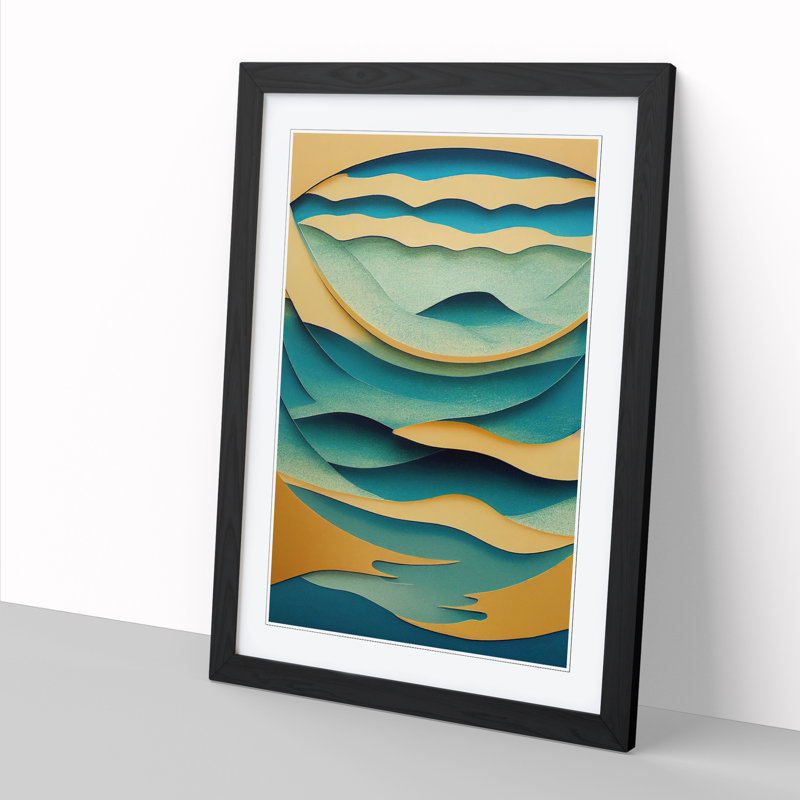 Seascape Abstract Vol.7 - Single Picture Frame Print, 34cm H x 25cm W x 2cm D, Walnut