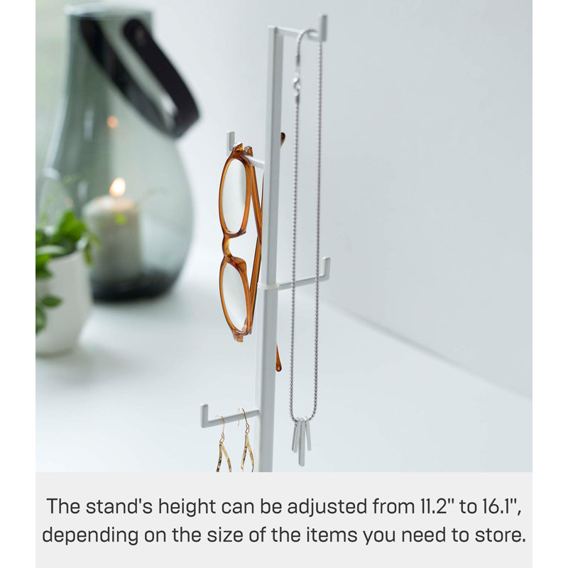 White Adjustable Metal Jewelry Stand with Tray