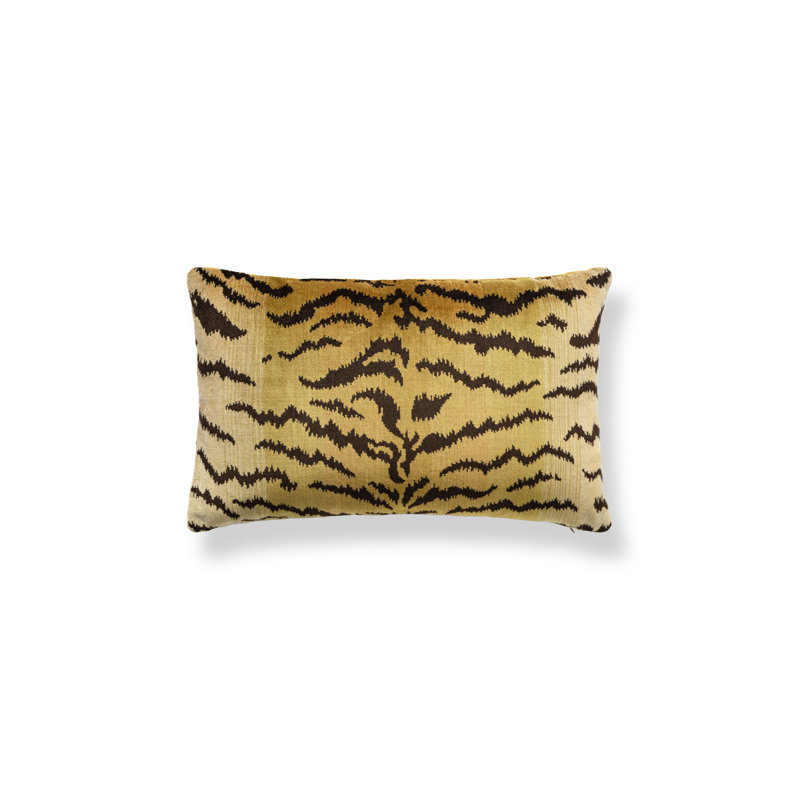 Housse et insert d'oreiller Wild Glamour, H 14 po x l 22 po, Rectangulaire, Ivoire / doré / noir / imprimé animal Glit