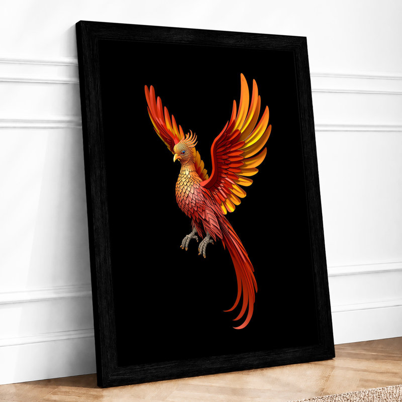 Phoenix Ascending Fantasy - Framed Print, Black, A3 - 42.0 x 29.7 cm