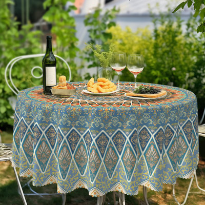 Bohemia Round Tablecloth,Tablecloth Waterproof And Wrinkle-Free, Boho Table Covers, Summer Decorations For Home 60Inch