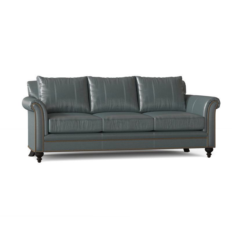 Richardson Sofa, Aline Fumo Genuine Leather, Mahogany, French Natural