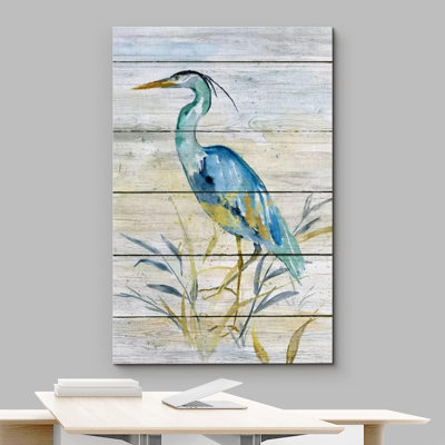 Panneau de bois rétro, grue de plage, moderne, zen rustique sur toile