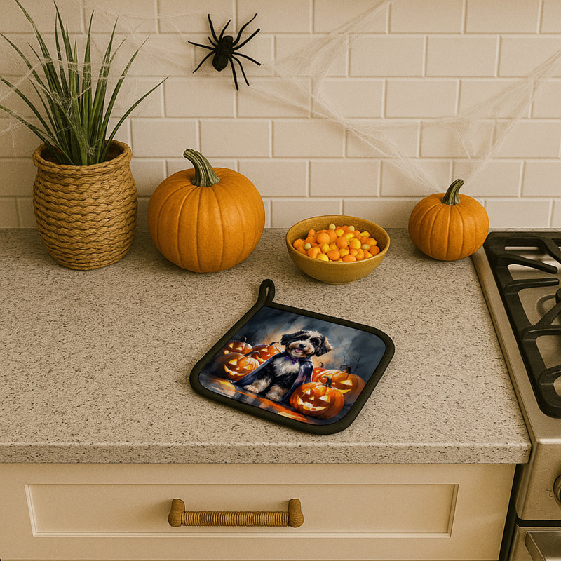 Paire de porte-casseroles Bernedoodle Puppy Halloween