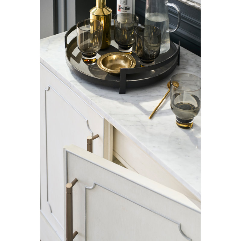 Camille Bar Cabinet, Linen/Antique Pewter