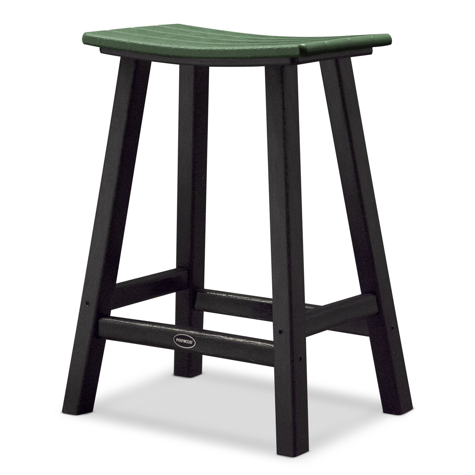POLYWOOD® Contempo Saddle Counter Stool, Black, Green