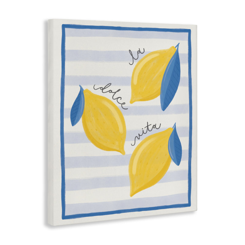 Toile avec citrons et rayures Dolce Vita, conception de Jalynn Heerdt, H 20 po x l 16 po