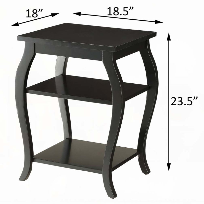Black 2-shelf End Table