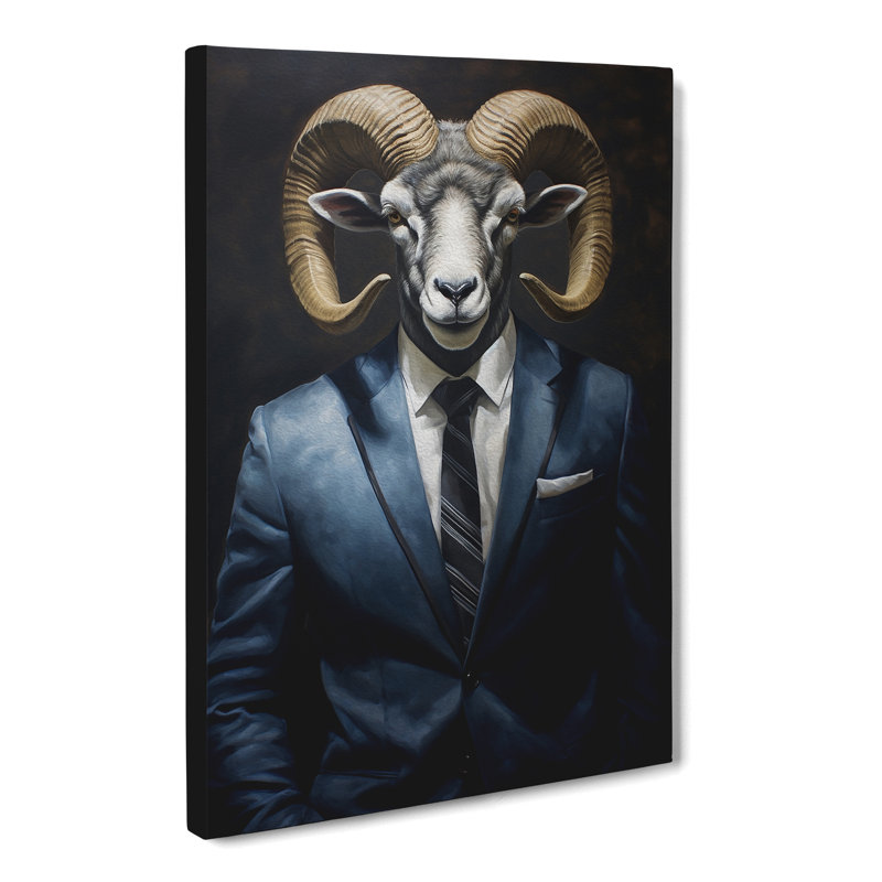 Ram Sheep In A Suit - No Frame Print, 76cm H x 50cm W x 3cm D