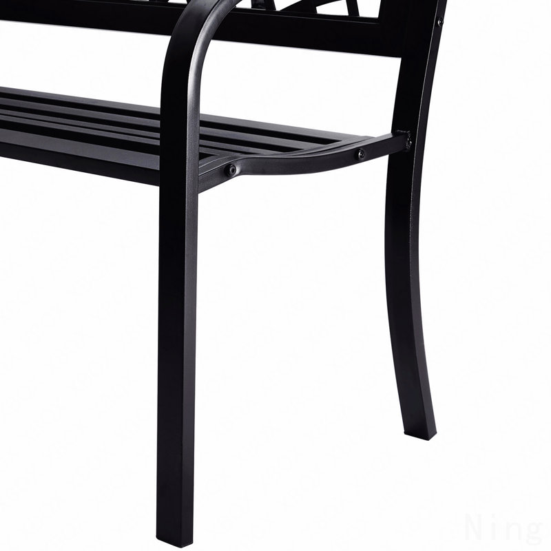Outdoor Bench,46 Inches Metal Garden Bench For Outdoors, 480 Lbs Load Capacity Bench,  Outdoor Garden Park Bench With Backrest And Armrests, Patio Bench For Garden, Park, Yard, Front Porch