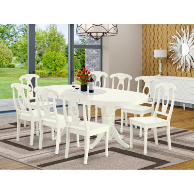 Piechota 9 - Piece Extendable Rubberwood Solid Wood Dining Set