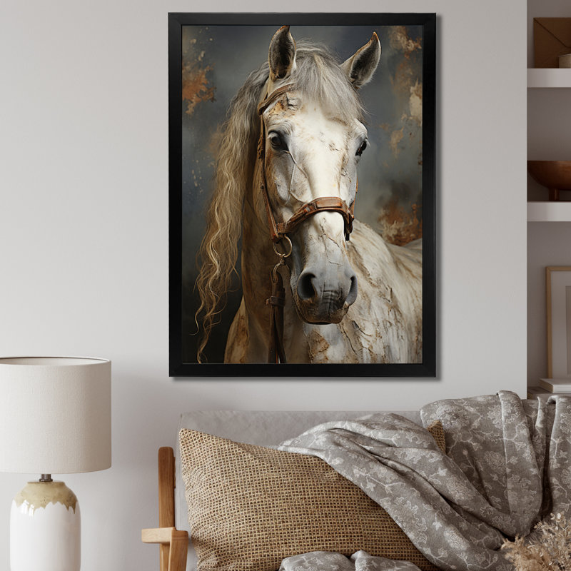 Lasaundra White Horse, Cadre simple noir, H 20 po x l 12 po x P 1 po