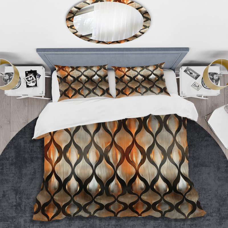 Ensemble de housse de couette brun métallique dégradé II - Glam, Housse de couette pour grand lit + 2 taies décora