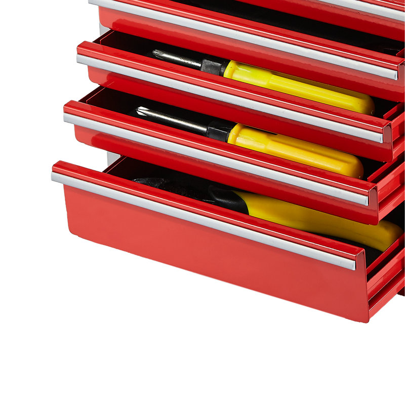 Mini boîte à outils en métal rouge de 8,6 pouces avec 5 tiroirs, idéale pour le bureau, pour ranger les petits outils, la papeterie, les cosmétiques, les bijoux et plus encore