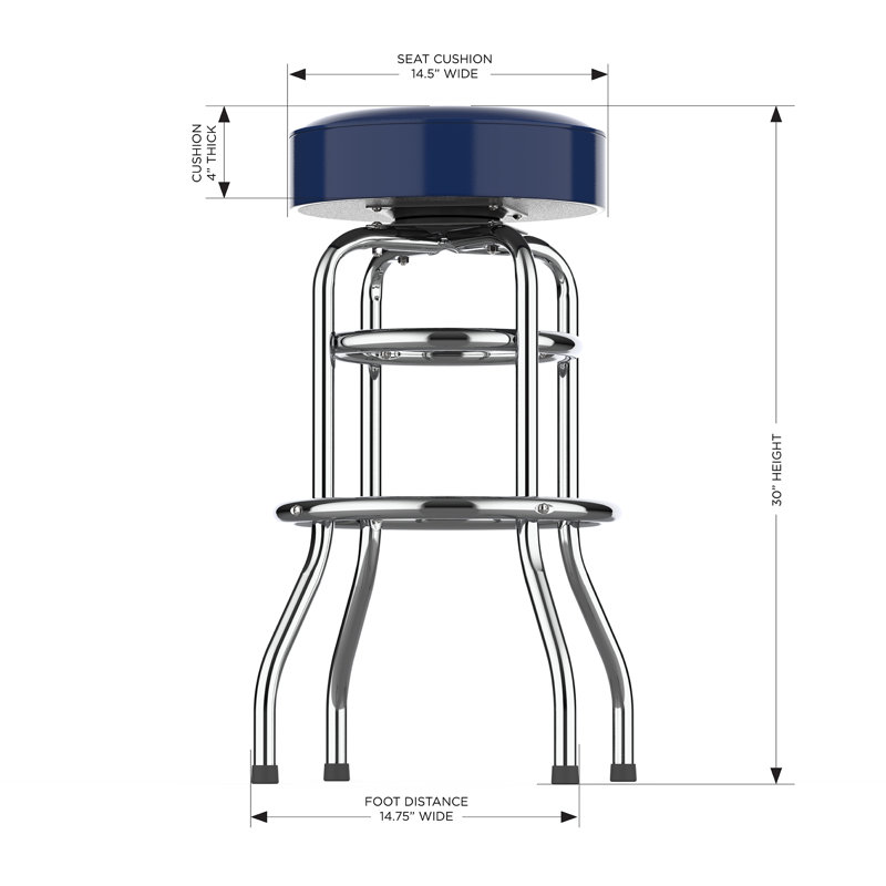 Commercial Grade Chrome Swivel Bar Stool with Vibrant Team Colors  , New England Patriots