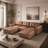 5 Piece Pu Leather Modular U-shape Couch With Two Ottomans-1943813004