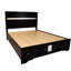 Lit traditionnel traditionnel en bois noir avec rangement intégré, glissières de tiroir à roulement, chambre de rangement, bois d'ingénierie, deux tiroirs pour coussins
