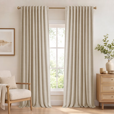 100% Blackout Curtains Linen Textured Thermal Insulated Drapes for Bedroom Living Room (50" Wide, 2 Panels Set)